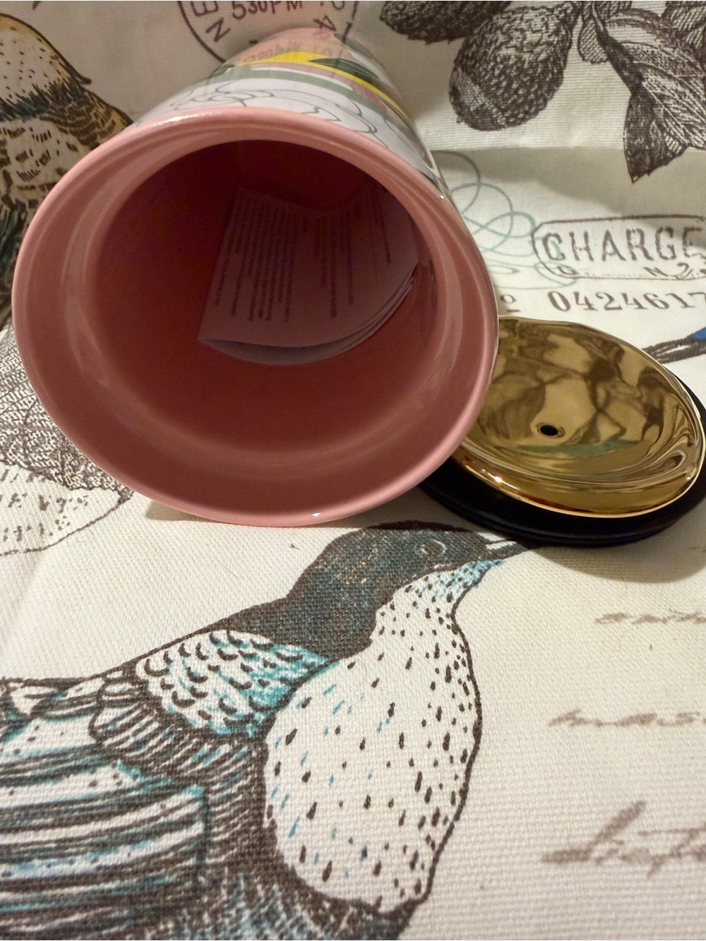 Starbucks Pink Floral Tumbler with Green and Gold Accents - Picture 4 of 4